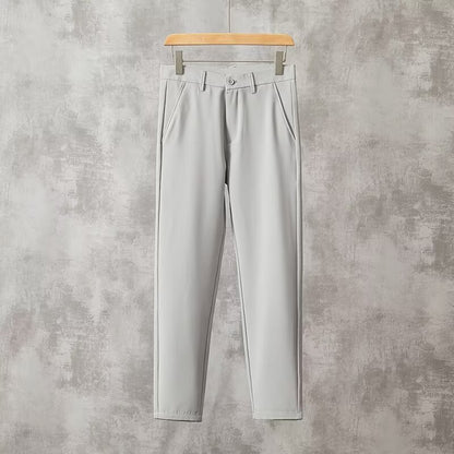 Comfort And Casual Men's Slim-fit Straight Trousers Light Gray - D&A