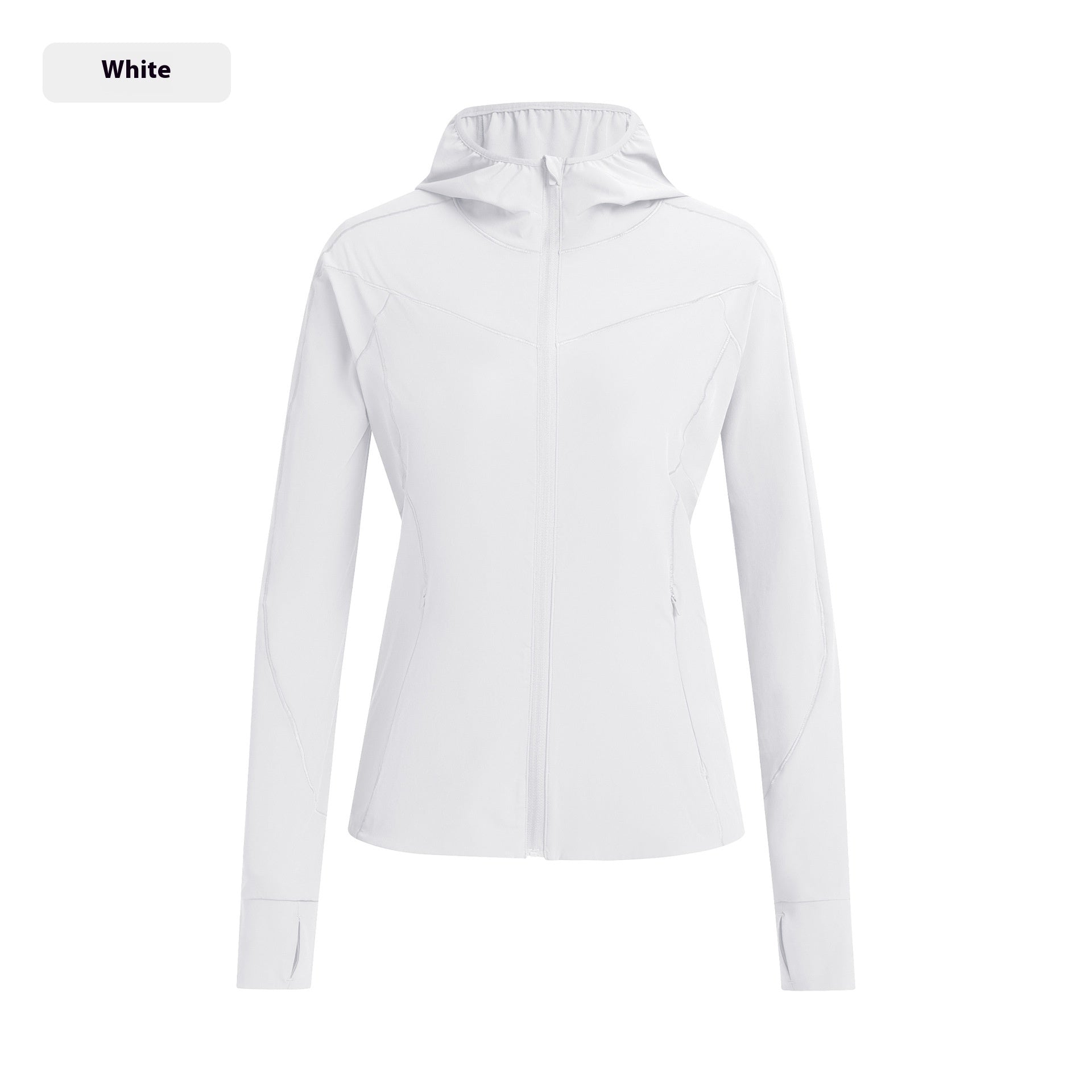 Hooded Stand Collar Sun Protection Quick-drying Coat White - D&A