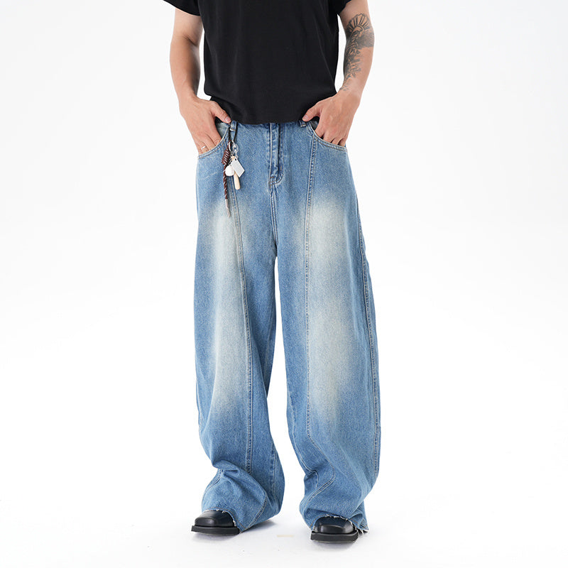 Cut Washed Vintage Washed Wide Leg Machete Jeans - D&A