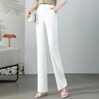 High Waist Drooping Slimming And Straight Ice Silk Women's Casual Suit Pants - D&A