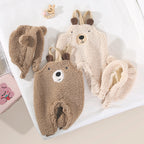 Baby Jumpsuit Autumn And Winter Plus Velvet Baby Clothing Bear Suspenders - D&A