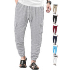 Loose Breathable Micro Elastic Lace-up Imitation Linen Plaid Men's Casual Pants Overalls - D&A