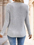 Neck Ribbed Velvet Women Tops