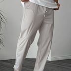 Men's Pure Color Ribbon Pocket Casual Drawstring Trousers Khaki - D&A
