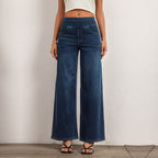 Shascullfites Women's Light Blue Wide Leg Stretch Jeans Flare Pants Denim Straight Trousers Sexy Fit Casual Jeans Women - D&A
