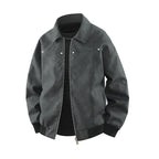 American Retro Brown Lapel Leather Coat - D&A