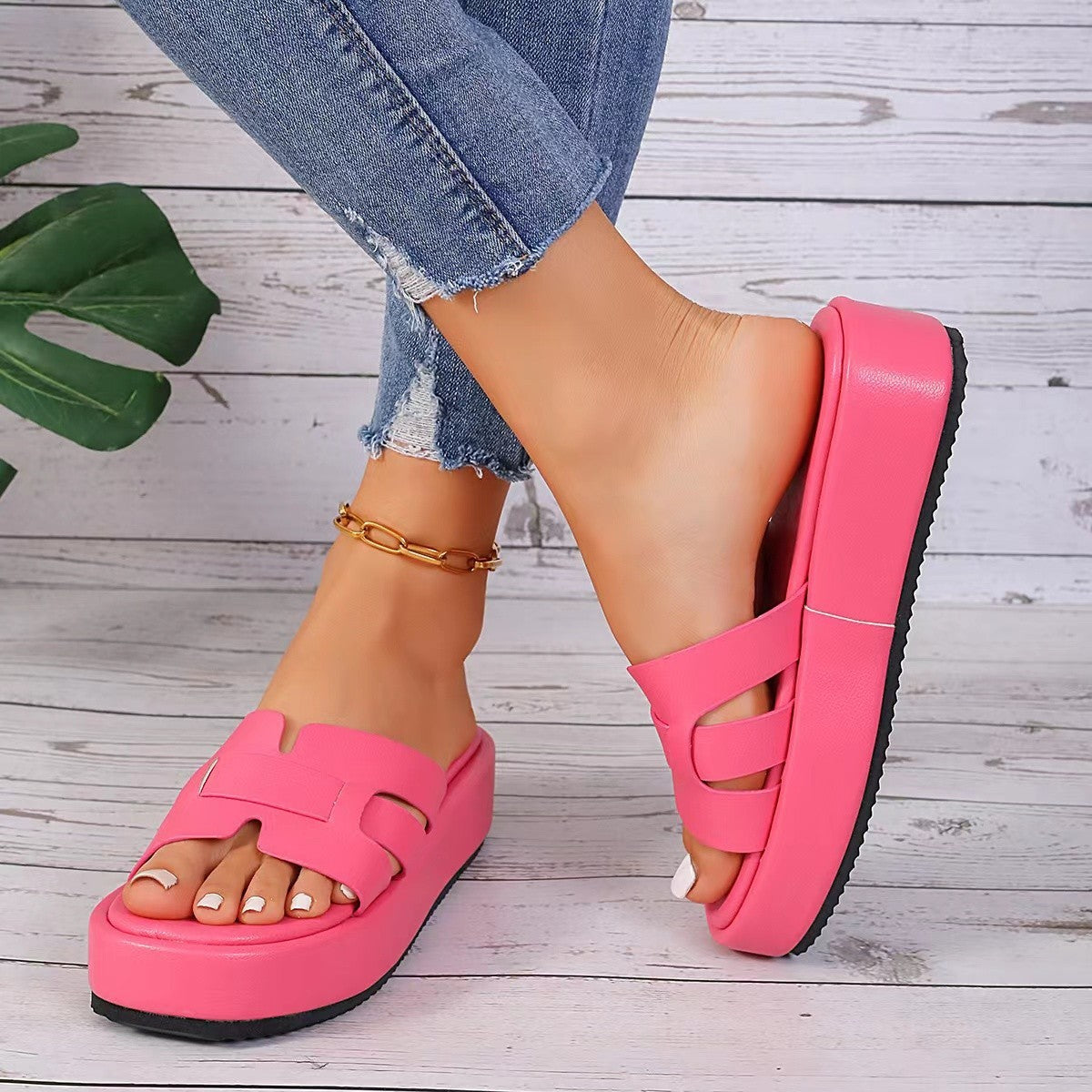 Personality Platform Casual Women's Sandals Rose Red - D&A