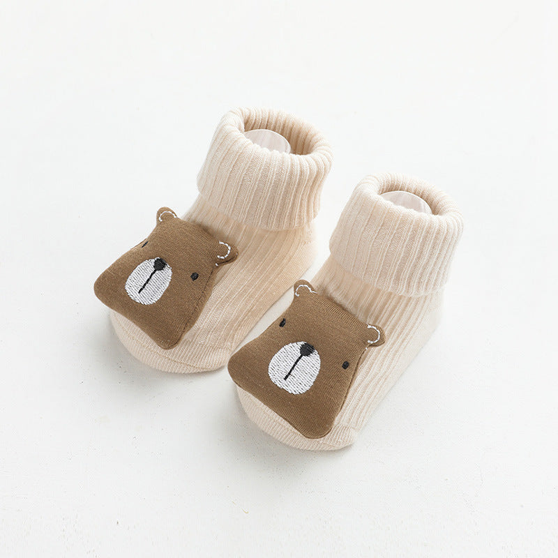 Baby Socks Dispensing Glue Non-Slip Loose Baby Socks Children Floor Socks Light Khaki - D&A