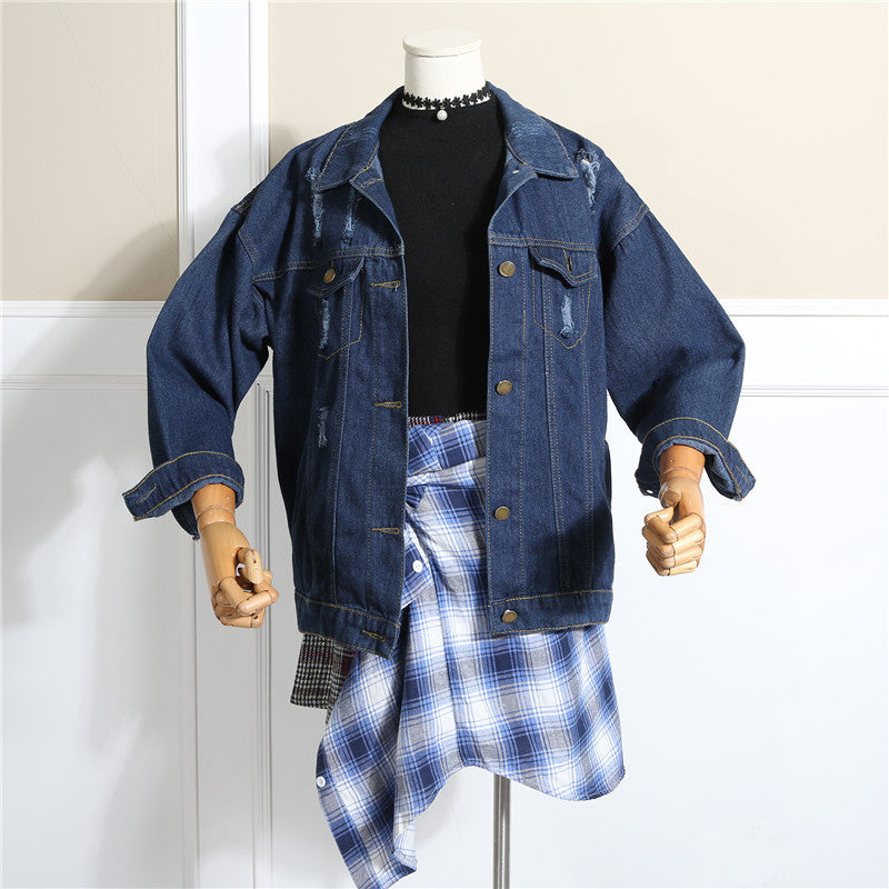 Worn Loose Denim Jacket Women's Long Sleeves - D&A