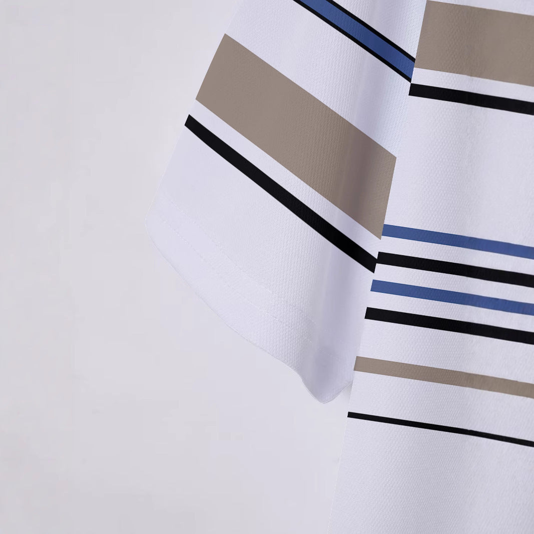 Men's Striped Short Sleeve Summer Business Casual Loose T-shirt - D&A