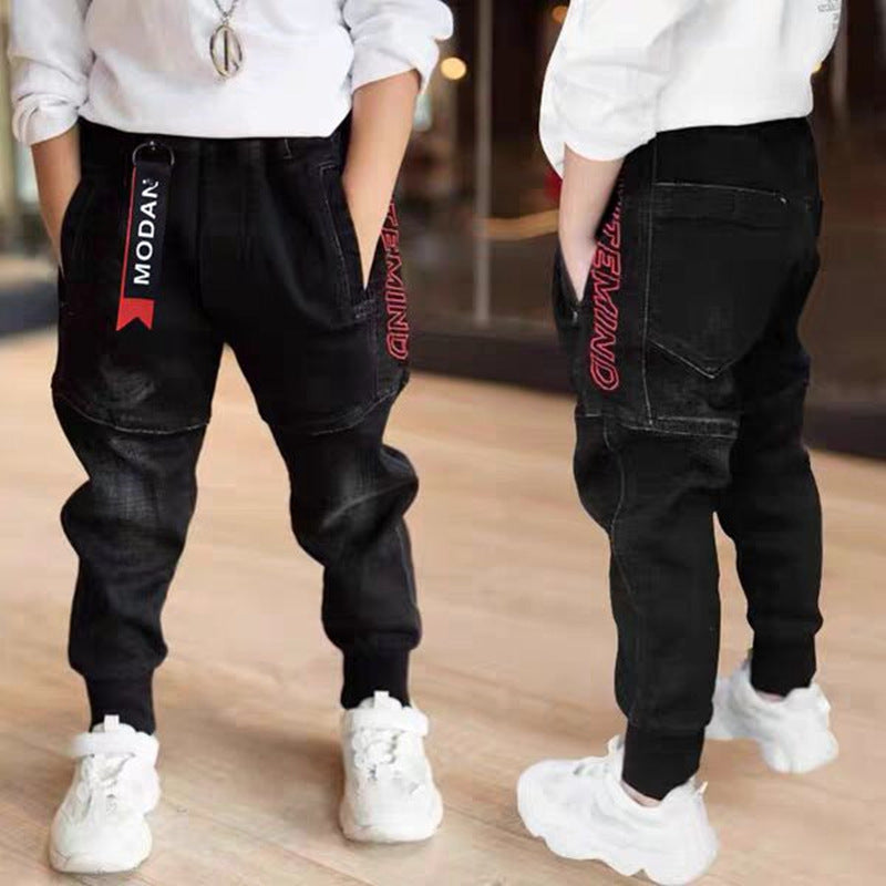 Kids Black Jeans Single Pants Spring And Autumn Boys Pants - D&A