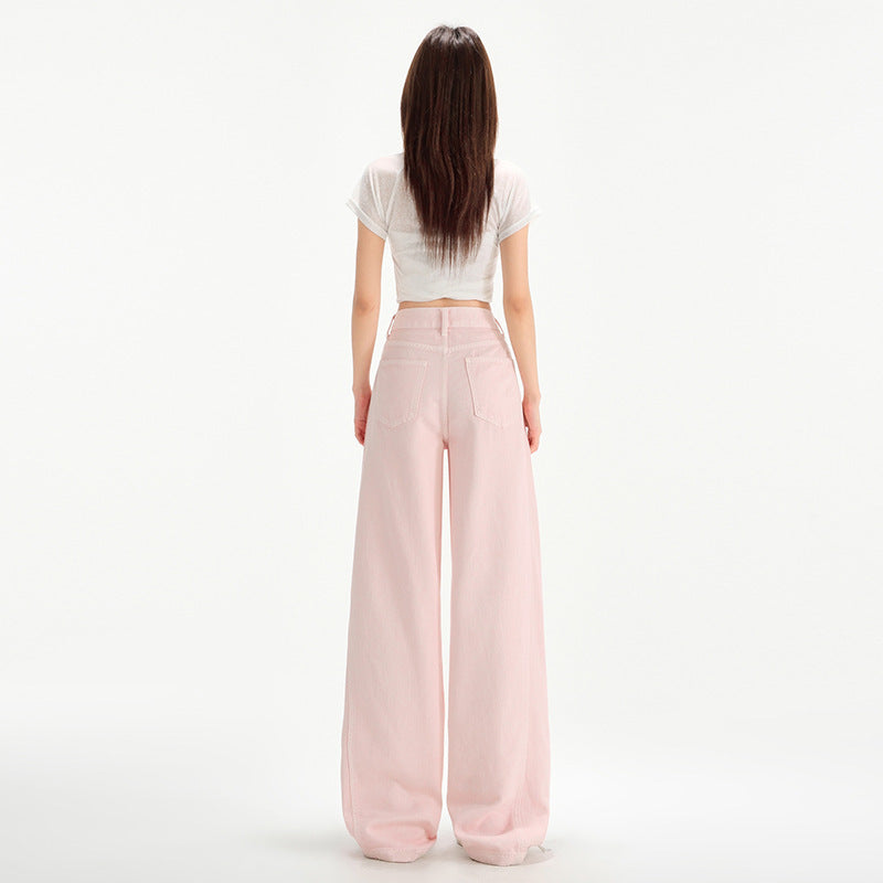 Cherry Blossom Wide Leg Draping Mop Jeans - D&A