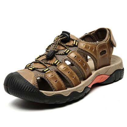 Summer Closed Toe Sandals Men's Leisure Outdoor Light Brown - D&A