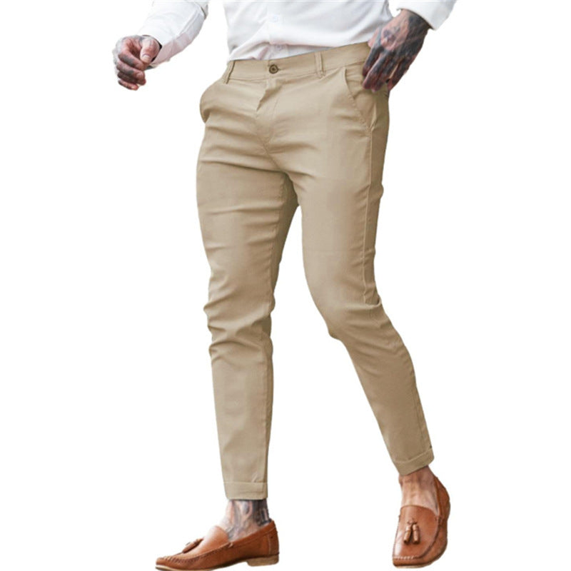 Men's Twill Cotton Stretch Fashion Slim Pencil Khaki - D&A