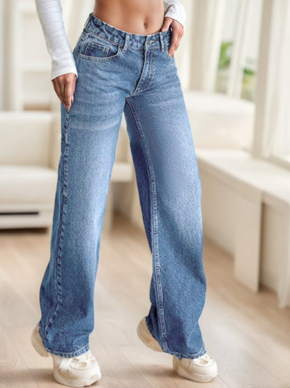 CasuGlow Casual Straight Leg Jeans Blue - D&A