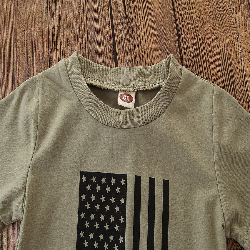 Little Kids' Suit Summer Men's Clothing Independence Day Flag Camouflage Suit - D&A
