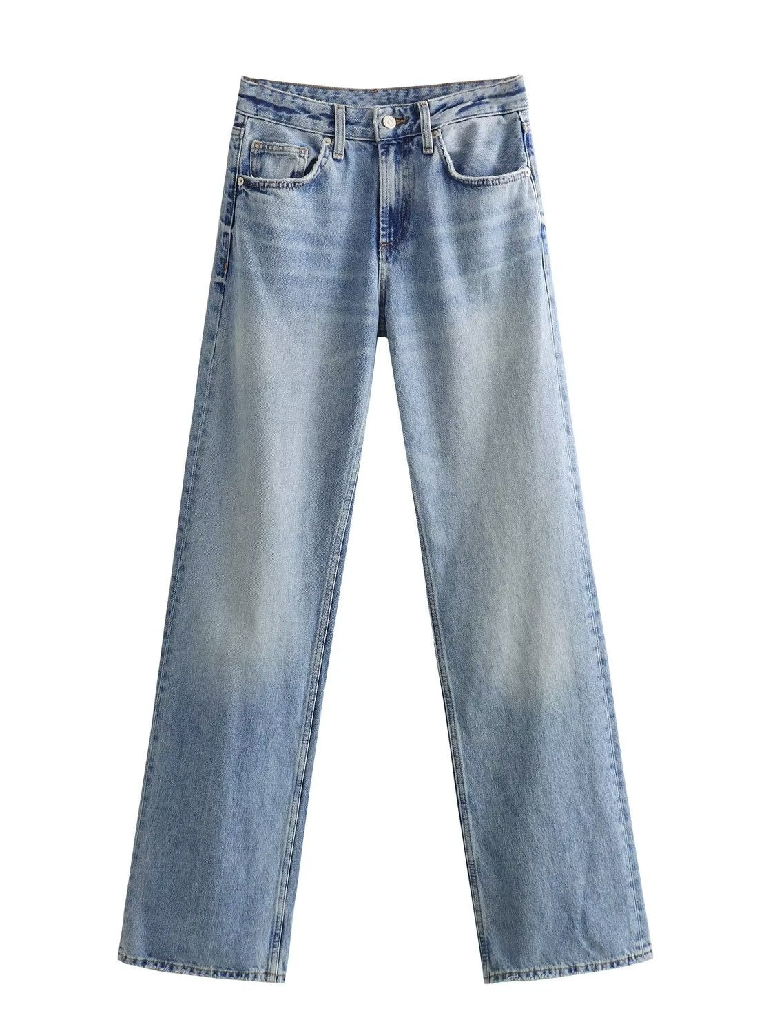 Autumn And Winter Jeans High Waist Straight Pants Women's Wide-leg Pants Indigo - D&A