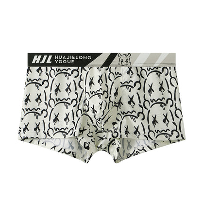 Men's Multi-color Printing Slim Fit Breathable Boxers Light Yellow - D&A