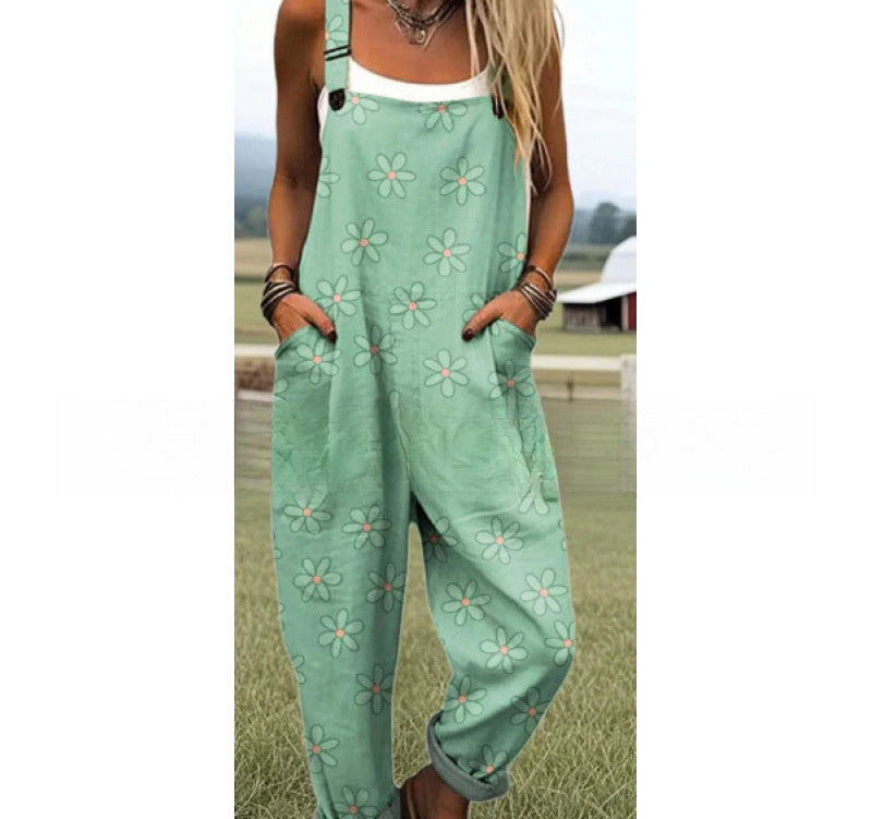 Women's Digital 3D Printing Buttons Casual Suspender Trousers Suspenders Style A - D&A