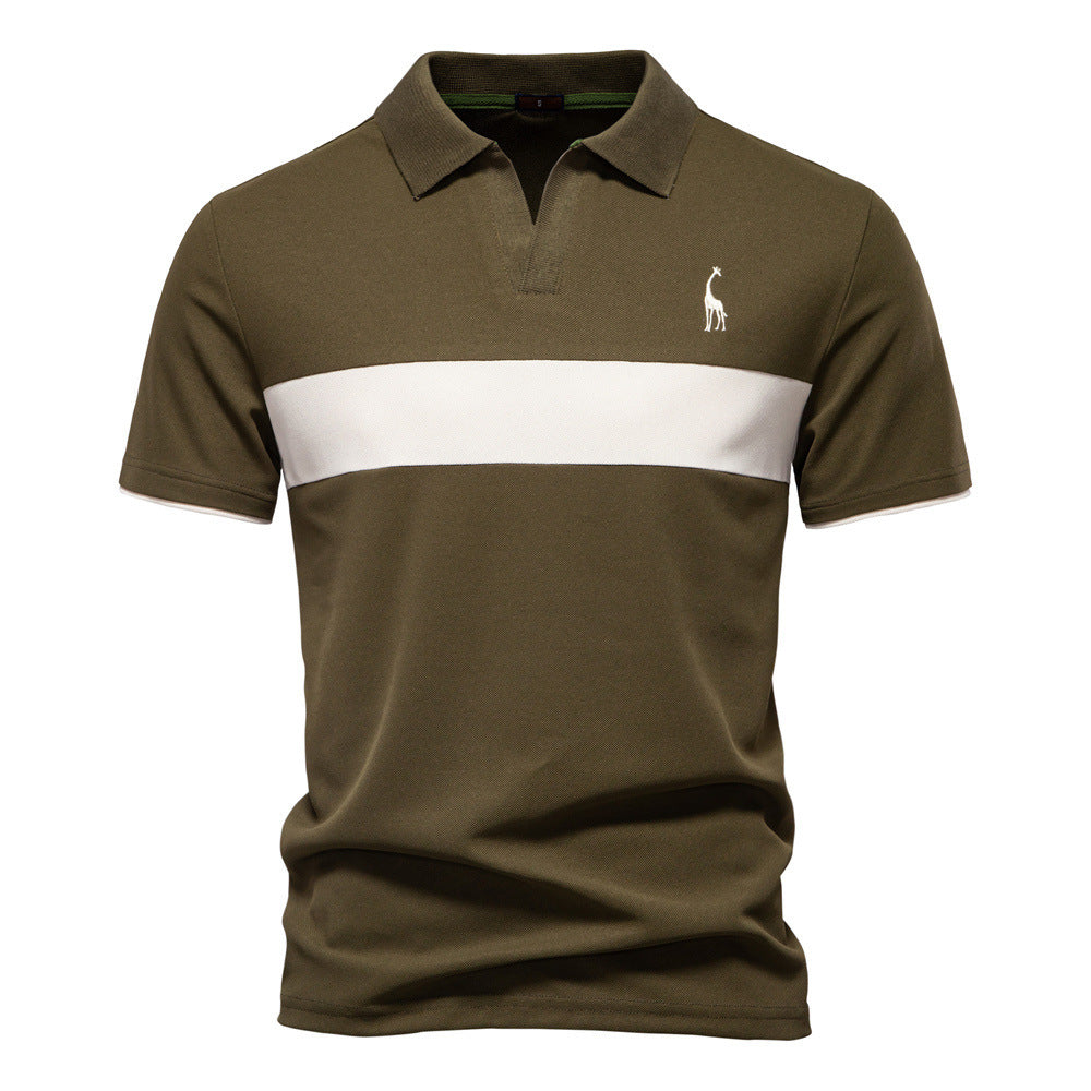 Deer Embroidered POLO Men's Lapel Short-sleeved T-shirt - D&A