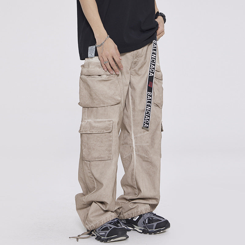 Heavy High-grade Workwear Multi-pocket Dirty Casual Pants - D&A