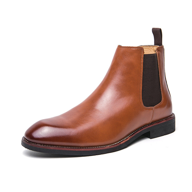 Autumn And Winter Fleece-lined Men's Plus Size Fashion Short Boots 80218 Brown - D&A