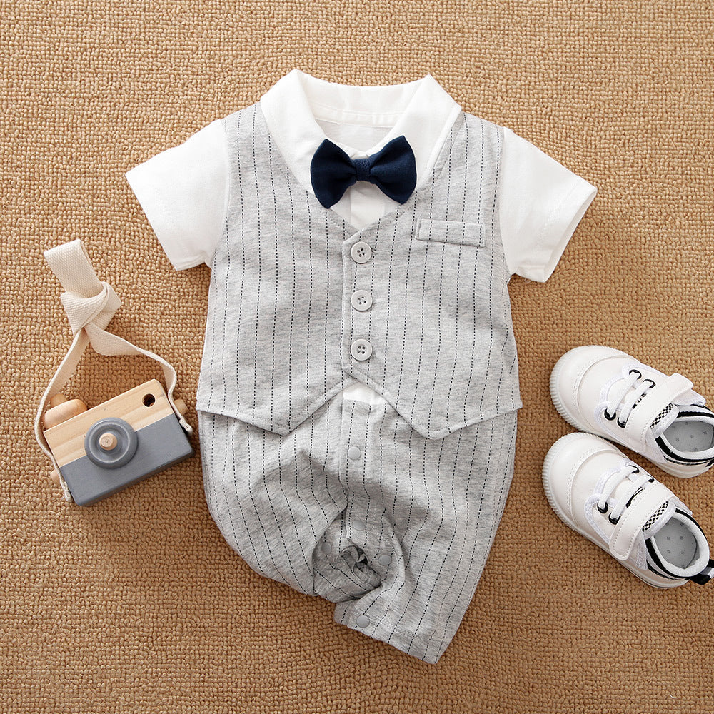 Baby Boy Gentleman Jumpsuit Baby Autumn Clothing Grey - D&A