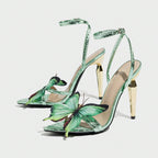 Women's Three-dimensional Butterfly Decorative Electroplated Stiletto Heel Sandals - D&A