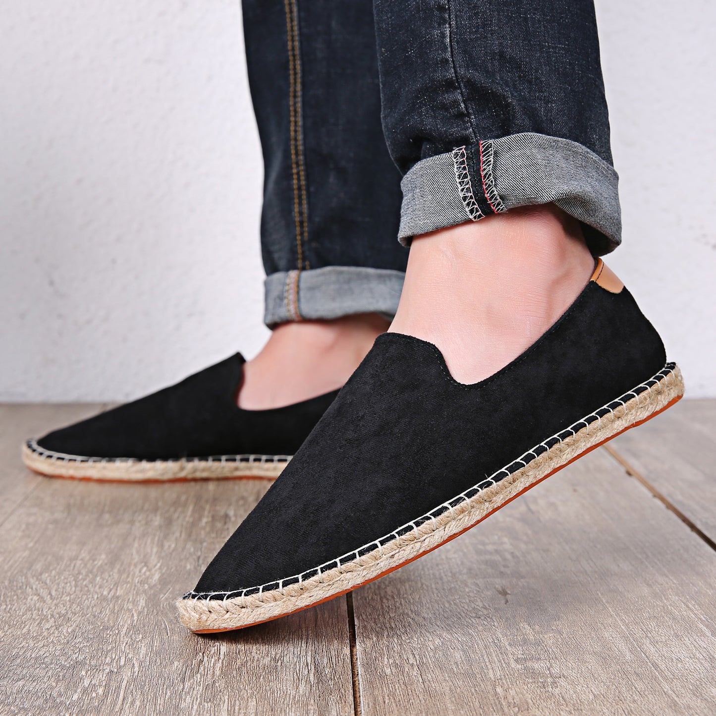 Sweat-absorbent Breathable Lazy Cloth Shoes Loafers Men T206 Black - D&A