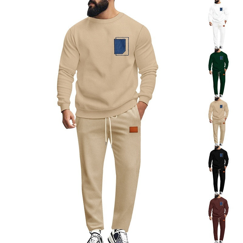 Men's Sport Suit Color Matching Sweater Two-piece Casual Fashion - D&A