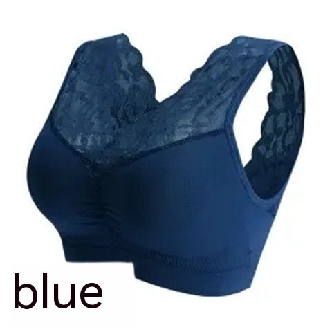 Fashion Back Lace Bra Underwear Women Blue - D&A