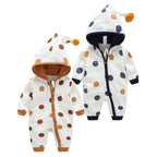 Cotton Printed Baby Hooded Crawling Bodysuit - D&A