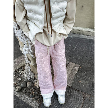 Winter Cotton-padded Waterproof Patchwork Lambskin Cotton Pants - D&A