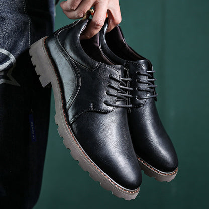 British Style Retro Casual Leather Shoes Men's Casual 3913 Black - D&A