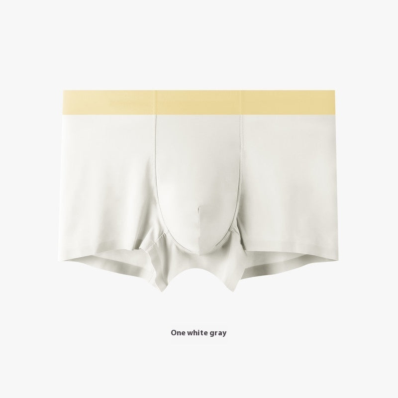 Seamless Men's Ice Silk Underwear Breathable Antibacterial White And Gray - D&A