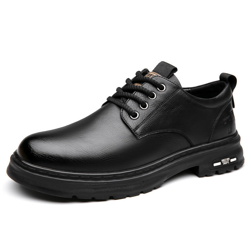 Retro Outdoor Men's Shoes Big Toe Casual Leather Shoes Black - D&A