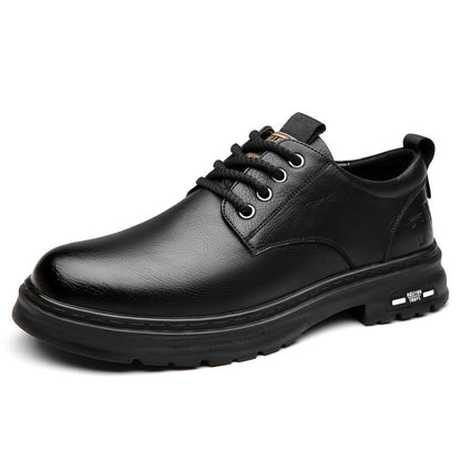 Retro Outdoor Men's Shoes Big Toe Casual Leather Shoes Black - D&A