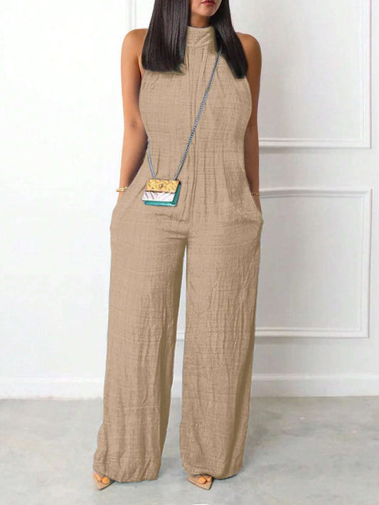 Sleeveless Halter Ruffled Young Women's Jumpsuit - D&A