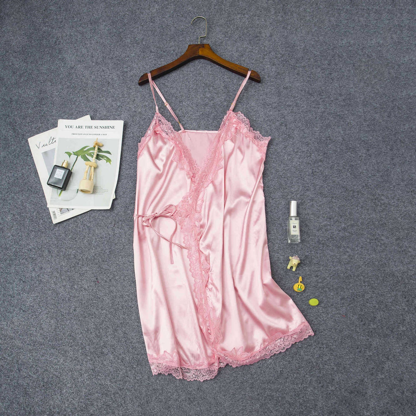 Women's Elastic Satin Nightdress Lingerie Home Pajamas Lingerie - D&A