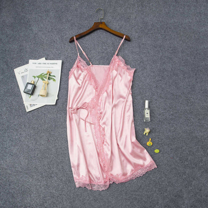 Women's Elastic Satin Nightdress Lingerie Home Pajamas Lingerie - D&A
