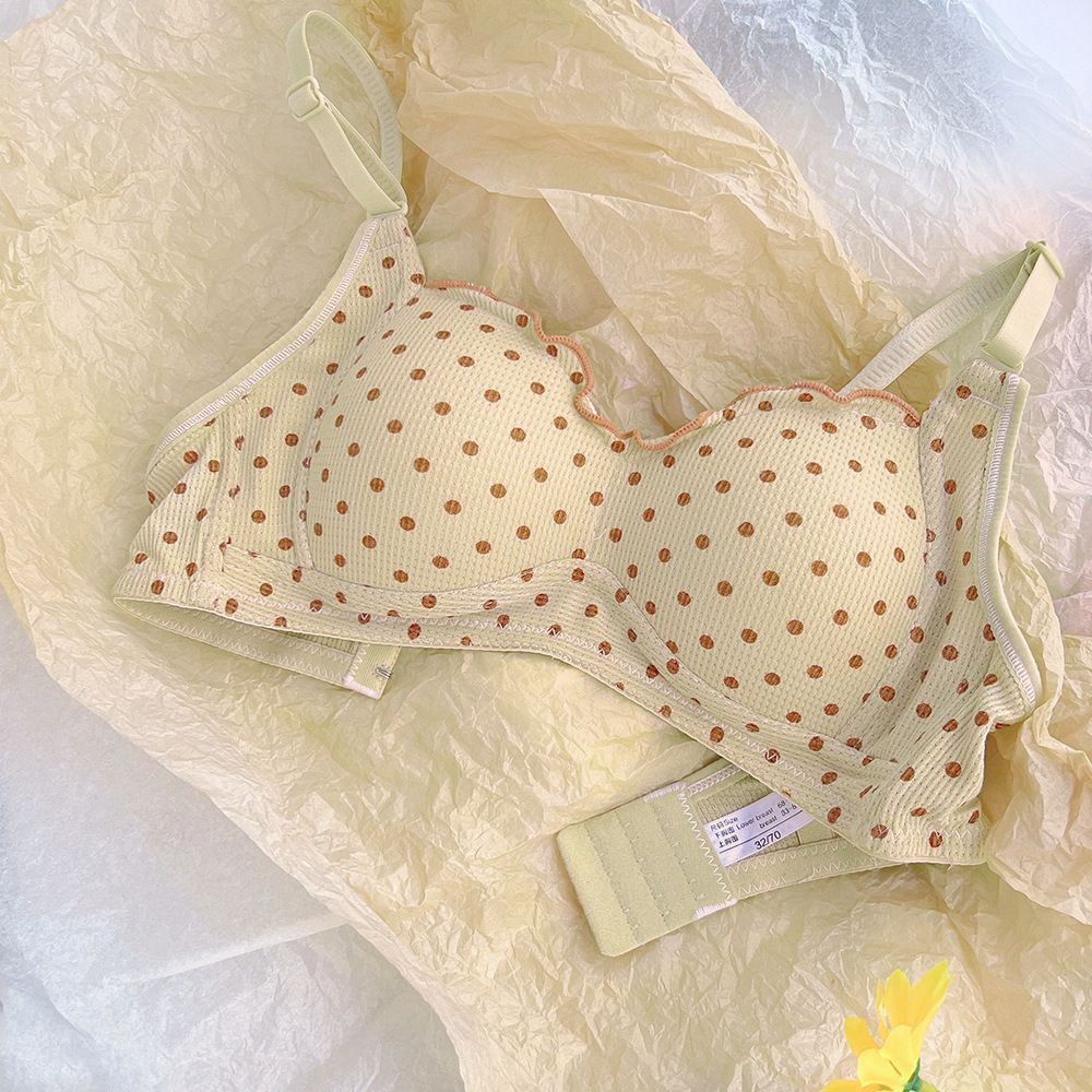 Anti-slip Bra No Steel Ring Gathering Bra Cream Green - D&A