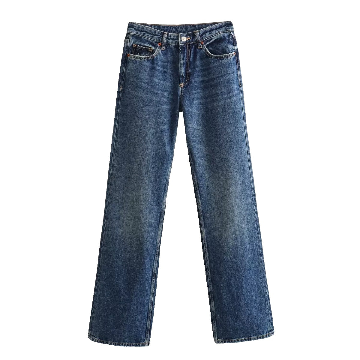 Autumn And Winter Jeans High Waist Straight Pants Women's Wide-leg Pants Sea Blue - D&A