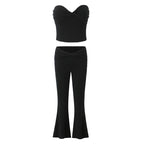 European And American Style Women's Fashion Sexy Casual Twist Tube Top Beautiful Back Tank-top Bell-bottom Pants - D&A