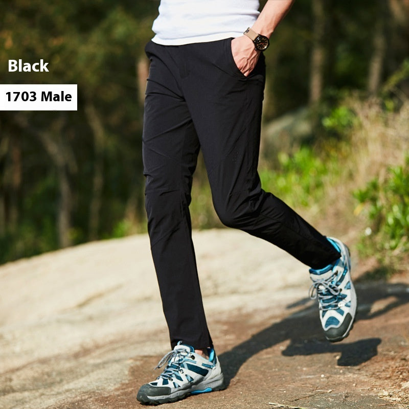 Mesh Ice Silk Leisure Men's Plus Size Loose Elastic Outdoor Workout Pants Black - D&A