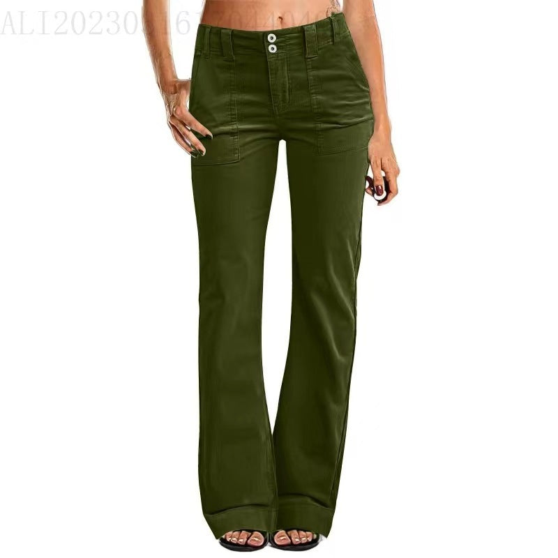 Lightweight Sports Pants Zipper Pocket Exercise Workout Pants Dark Green - D&A