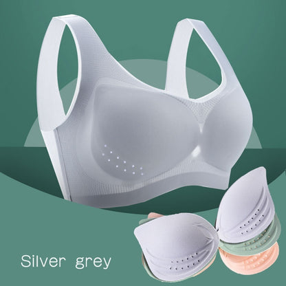 Seamless Plus Size Bra Thin Underwear Women Push Up Bra Big Size Lce Silk Breathable Female Bra Silver gray - D&A