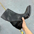 British Wizard Retro Spiral Oblique Zipper Martin Boots Black - D&A