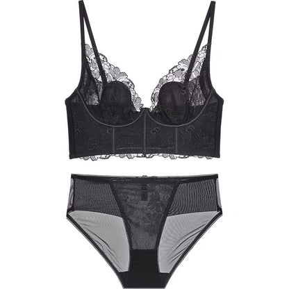 Sexy Adjustable Lace Bra Without Underwire Bra Black - D&A