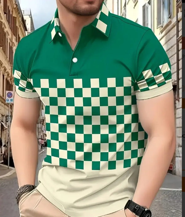 Men's Printed Short-sleeved Lapel Shirt Polo Color03 - D&A