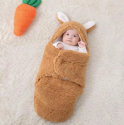 Super Soft Baby Sleeping Bag Fluffy Fleece Newborn Blanket Swaddle Blankets, Unisex Baby Wrap For Newborn Baby Boys Girls With Head-Protecting & Head-Supporting Function, Wearable Swaddle Sleep Sack - D&A